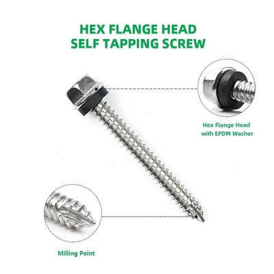 Acciaio inossidabile ST6.3*55mm Flange Hex Self Tapping Screw Parafuso Auto Atarraxante
