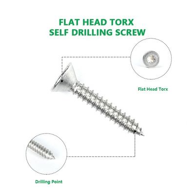 Acciaio inossidabile metrico ST4.8*30mm Testa torsale piatta per la trivellazione automatica
