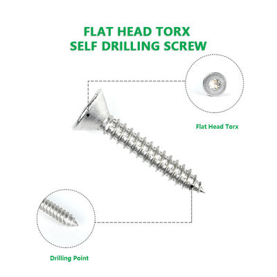 Finitura piana Torx Flat Countersunk Screw auto-taping 316 in acciaio inossidabile per legno