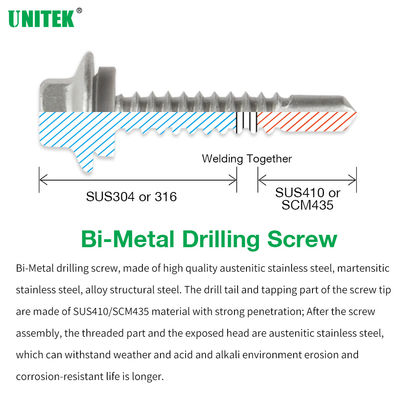 Vendita Bi Material Hex Csk Pan Head Washer Screw auto-perforazione con lavatrice 100% QC testato
