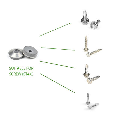 Zinc Acciaio inossidabile Grigio Epdm Anti-slip Rubber Washer Drill Tail Composite Waterproof Gasket