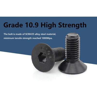 10.9 Grade Black Oxide Hex Socket Flat Bolt per bulloni metrici in acciaio al carbonio da 16 mm a 100 mm