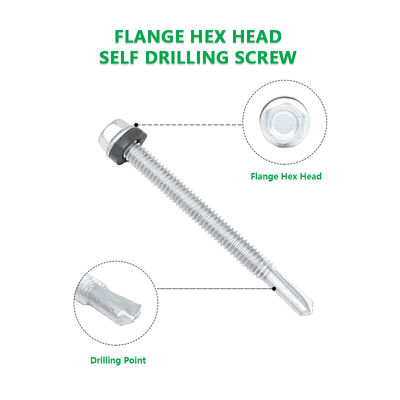 Flangia in acciaio inossidabile auto-perforazione Hex testa di metallo viti Phillips Cross Recess INCH