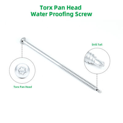 Torx Drive SUS304 Vitruccio bimetallico in acciaio inossidabile 6.3 X 125 mm per TPO PVC Membrana Roofing