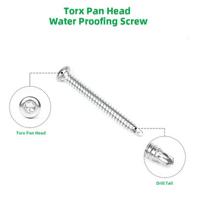 Plain 6.3x55 SUS410 Pan Torx Star Screw Stainless Steel Button Head per tetto Epdm Membrana