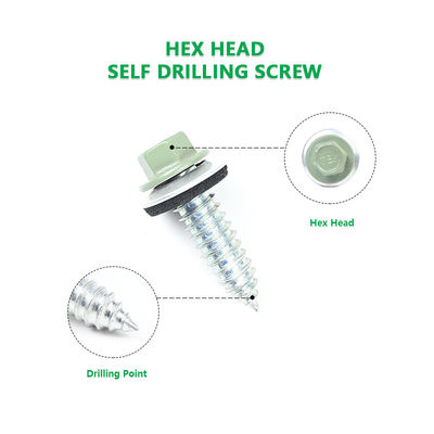 100% QC Test Lega di zinco Rivestito 11/32x1/4' Hex Head Sheet Metal Screw per lucernario